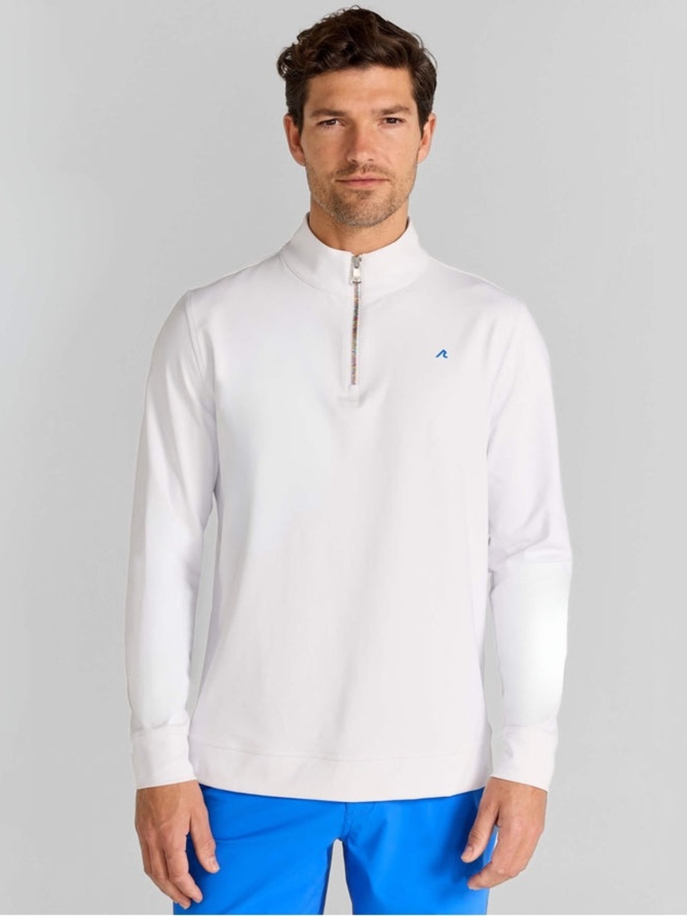 REDVANLY Sevres Men’s Golf Quarter Zip Pullover White Stretch Performance Top L